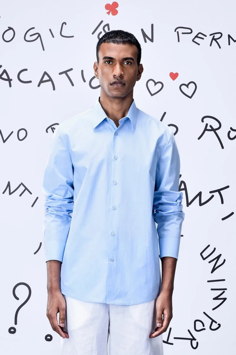 جينات ليكوانت هيمانت قميص بوبلين قطني بقصة عادية - أزرق فاتح